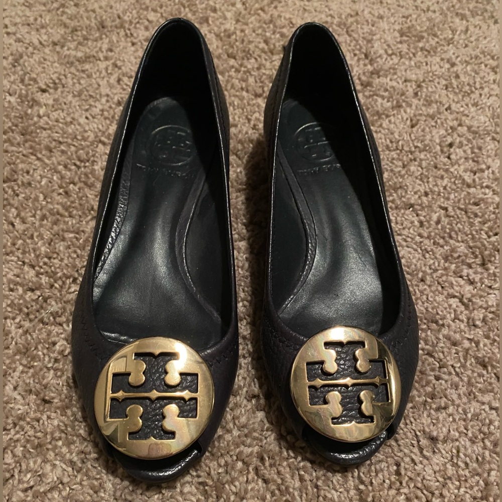 Tory Burch flats, navy, size 5